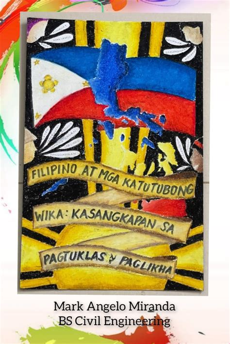 Poster na nagpapakita ng pagpapahalaga ng Wikang Filipino.